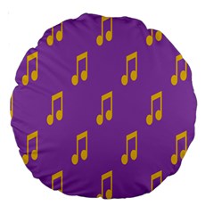 Eighth Note Music Tone Yellow Purple Large 18  Premium Round Cushions