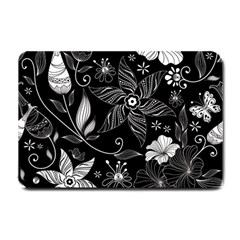 Floral Flower Rose Black Leafe Small Doormat 