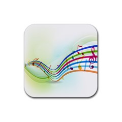 Color Musical Note Waves Rubber Square Coaster (4 Pack) 