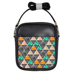 Abstract Geometric Triangle Shape Girls Sling Bags by Amaryn4rt