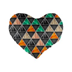 Abstract Geometric Triangle Shape Standard 16  Premium Flano Heart Shape Cushions by Amaryn4rt