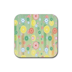 Flower Arrangements Season Pink Yellow Red Rose Sunflower Rubber Square Coaster (4 Pack)  by Alisyart