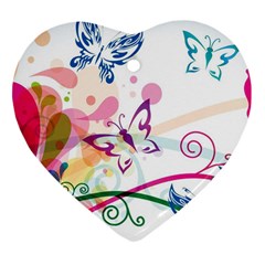 Butterfly Vector Art Heart Ornament (two Sides) by Amaryn4rt