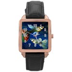 Marine Fishes Rose Gold Leather Watch 