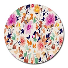 Vector Floral Art Round Mousepads by Amaryn4rt