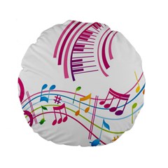 Musical Notes Pink Standard 15  Premium Round Cushions