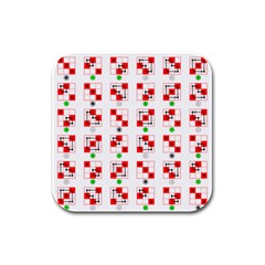 Permutations Dice Plaid Red Green Rubber Square Coaster (4 Pack)  by Alisyart