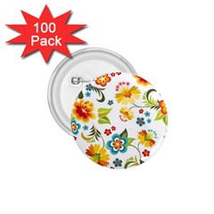 Flower Floral Rose Sunflower Leaf Color 1 75  Buttons (100 Pack) 
