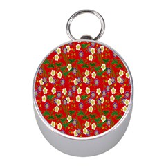Red Flower Floral Tree Leaf Red Purple Green Gold Mini Silver Compasses by Alisyart