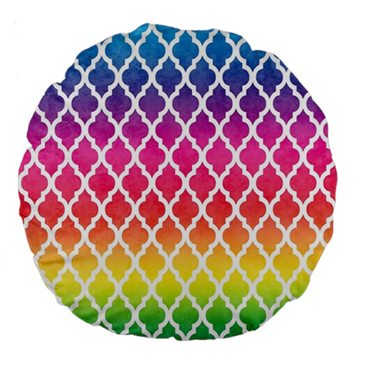 Colorful Rainbow Moroccan Pattern Large 18  Premium Flano Round Cushions