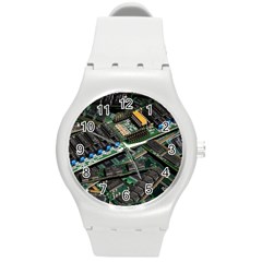 Computer Ram Tech Round Plastic Sport Watch (m) by Amaryn4rt