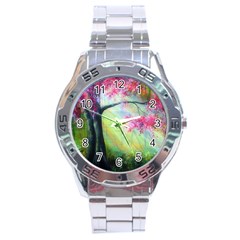 Forests Stunning Glimmer Paintings Sunlight Blooms Plants Love Seasons Traditional Art Flowers Sunsh Stainless Steel Analogue Watch by Amaryn4rt