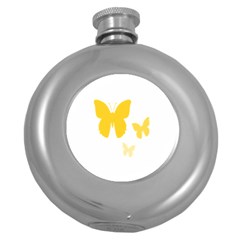 Yellow Butterfly Animals Fly Round Hip Flask (5 Oz)