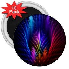 Bird Feathers Rainbow Color Pink Purple Blue Orange Gold 3  Magnets (10 Pack)  by Alisyart