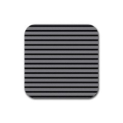 Black White Line Fabric Rubber Coaster (square) 