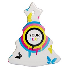 Colorful Butterfly Rainbow Circle Animals Fly Pink Yellow Black Blue Text Christmas Tree Ornament (two Sides)