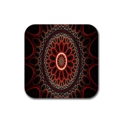 Circles Shapes Psychedelic Symmetry Rubber Square Coaster (4 Pack) 