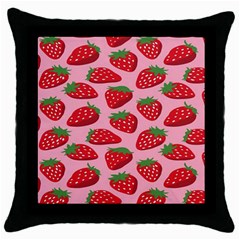 Fruitb Red Strawberries Throw Pillow Case (black)
