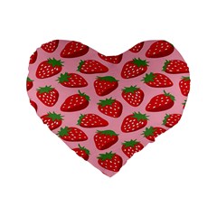 Fruitb Red Strawberries Standard 16  Premium Flano Heart Shape Cushions