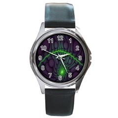 Light Cells Colorful Space Greeen Round Metal Watch by Alisyart