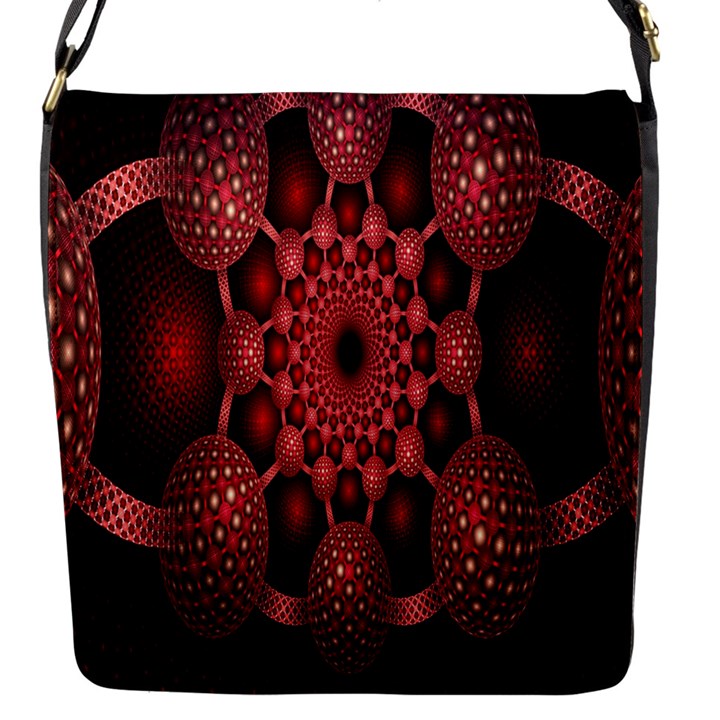 Lines Circles Red Shadow Flap Messenger Bag (S)