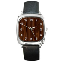 Texture Seamless Wood Brown Square Metal Watch