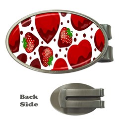 Strawberry Hearts Cocolate Love Valentine Pink Fruit Red Money Clips (oval) 
