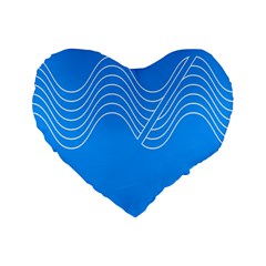 Waves Blue Sea Water Standard 16  Premium Flano Heart Shape Cushions