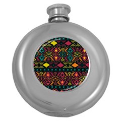 Traditional Art Ethnic Pattern Round Hip Flask (5 Oz)
