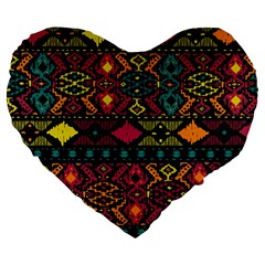 Traditional Art Ethnic Pattern Large 19  Premium Heart Shape Cushions by Simbadda