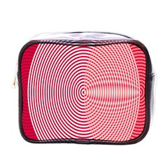 Circle Line Red Pink White Wave Mini Toiletries Bags