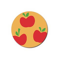 Apple Fruit Red Orange Rubber Coaster (round) 