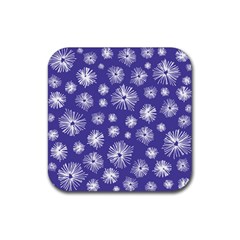 Aztec Lilac Love Lies Flower Blue Rubber Coaster (square) 