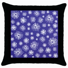 Aztec Lilac Love Lies Flower Blue Throw Pillow Case (black)