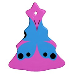 Pink Blue Butterfly Animals Fly Christmas Tree Ornament (two Sides) by Alisyart