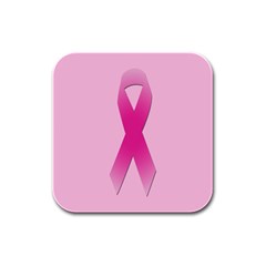 Pink Breast Cancer Symptoms Sign Rubber Square Coaster (4 Pack) 