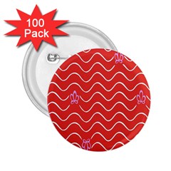 Springtime Wave Red Floral Flower 2 25  Buttons (100 Pack)  by Alisyart
