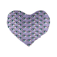 Purple Eyeballs Standard 16  Premium Flano Heart Shape Cushions by boho