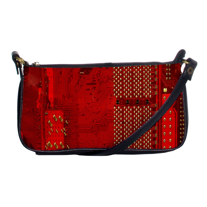 Computer Texture Red Motherboard Circuit Shoulder Clutch Bags