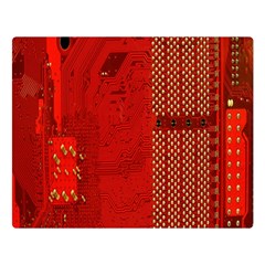Computer Texture Red Motherboard Circuit Double Sided Flano Blanket (large)  by Simbadda