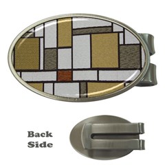 Fabric Textures Fabric Texture Vintage Blocks Rectangle Pattern Money Clips (oval)  by Simbadda