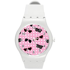 Pisunglass Tech Pink Pattern Round Plastic Sport Watch (m) by Simbadda