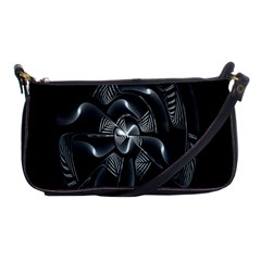 Fractal Disk Texture Black White Spiral Circle Abstract Tech Technologic Shoulder Clutch Bags