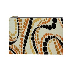 Polka Dot Texture Fabric 70s Orange Swirl Cloth Pattern Cosmetic Bag (large)  by Simbadda