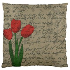 Vintage Tulips Large Cushion Case (two Sides) by Valentinaart