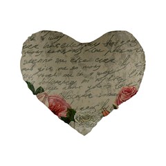 Vintage Roses Standard 16  Premium Heart Shape Cushions by Valentinaart