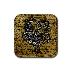 Vintage Rooster  Rubber Coaster (square)  by Valentinaart