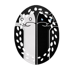 Texture Cats Black White Ornament (oval Filigree) by Simbadda