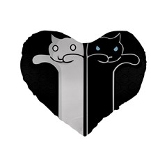 Texture Cats Black White Standard 16  Premium Flano Heart Shape Cushions by Simbadda