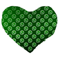 Whatsapp Logo Pattern Large 19  Premium Heart Shape Cushions by Simbadda